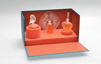 LALIQUE «LES INTROUVABLES» Coffret de trois miniatures «Ondines», «Nu», «Amour»