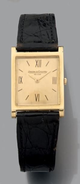 JAEGER LECOULTRE BRACELET MONTRE rectangulaire en or jaune (750 millièmes). Index...