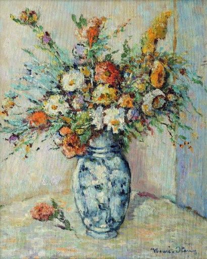 Henri STENN (1903-1993) Bouquet de fleur huile sur toile, signée en bas à droite...