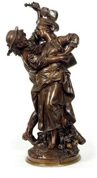 CARRIER-BELLEUSE, ALBERT-ERNEST DE (1824-1887) Couple de danseurs Épreuve en bronze...