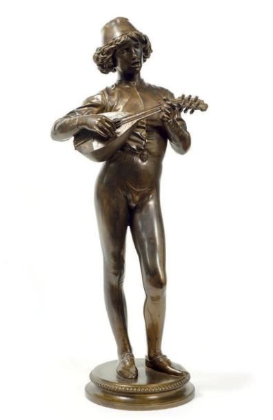 DUBOIS, PAUL (1827-1905) Le chanteur florentin Épreuve en bronze à patine brune nuancée...