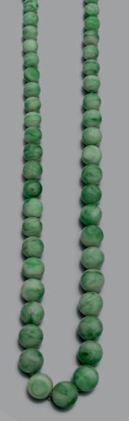 null COLLIER de perles de jade en chute. Long.: 61 cm. Poids 52 g
