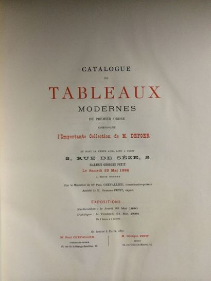 null Catalogue vente des tableaux modernes COLLECTION DEFOER Galerie PETIT 22 mai...