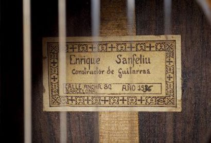 null Guitare espagnole de Enrique SANFELIU Barcelone 1936 Fond et éclisses en palissandre,...