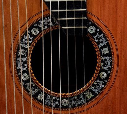 null Guitare viennoise 6 cordes + 4 basses théorbées faite à Vienne vers 1900
Table...