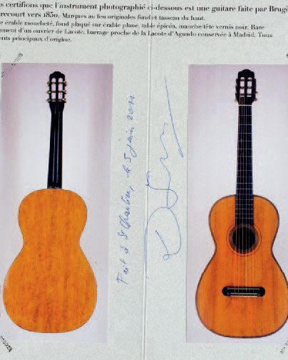 null Guitare romantique de BRUGERE à Mirecourt vers 1850 dont elle porte les deux...