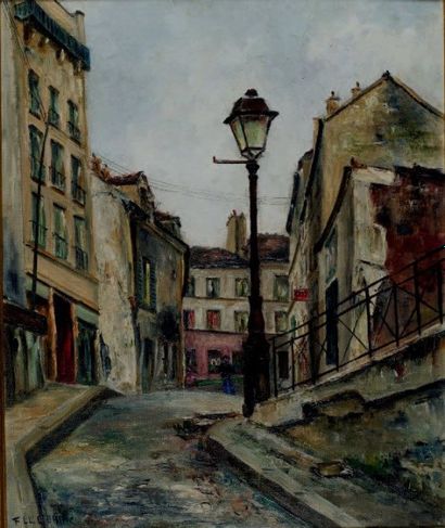 Francis LECOADIC (1912- ?) RUE À MONTMARTRE
Huile sur toile signée en bas
65 x 54...