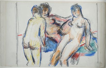 Charles KUAPIL (1884-1957) 3 MODÈLES NUES, FEMME AU HAMAC ET LE COUPLE
Trois dessins...