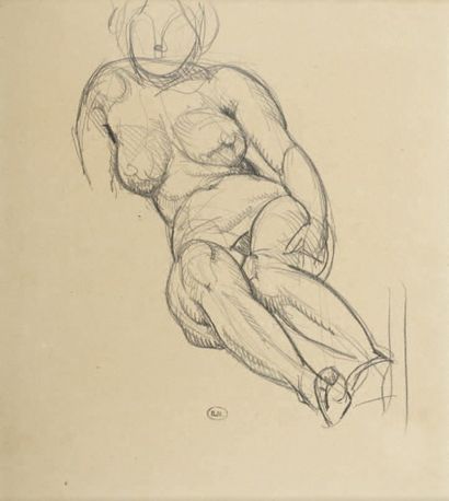 Gustave MIKLOS (1888-1967) 
LE MODÈLE NU
Dessin au crayon gras, portant le cachet...