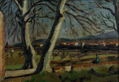 Roger Grillon (1881-1938) 
VUE DE PRADES, 1924
Huile sur toile Titrée, signée en...