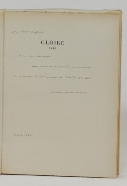 JOUVE (Pierre Jean) GLOIRE, 1940. Nouvelle édition. Fribourg, L.U.F., Egloff, 1944;...