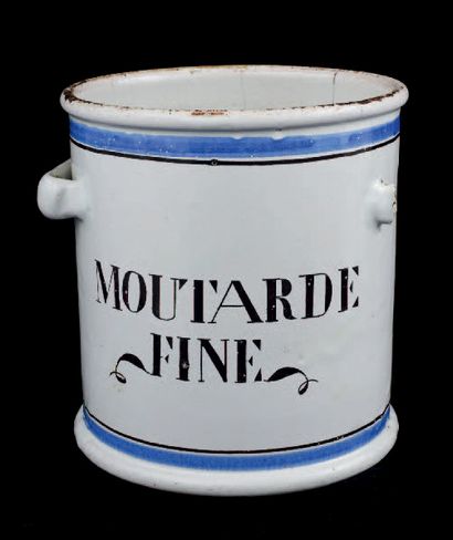 SINCENY 
Pot de forme droite à deux anses portant l'inscription «moutarde fine» entre...