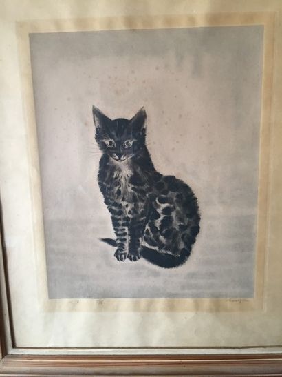 Tsuguharu Léonard FOUJITA (1886-1968) 
Chat noir, tiré des «Chats» 1929
Lithographie...