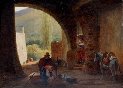 Guillaume RONMY (1786-1854) 
Vue d'Italie
Huile sur toile 16 x 24 cm