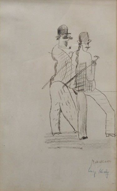 Jules PASCIN (1885-1930) 
Etude d'homme au chapeau haut de forme
Dessin au crayon...