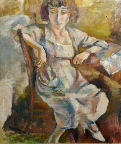 Jules PASCIN (1885-1930) 
Portrait d'hermine
Huile sur toile signée
75 x 63 cm
