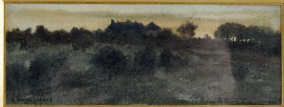 H. HAGRIGAVEY (XXe siècle) PAYSAGE AU CLAIR OBSCUR
Aquarelle, 6.5x16cm