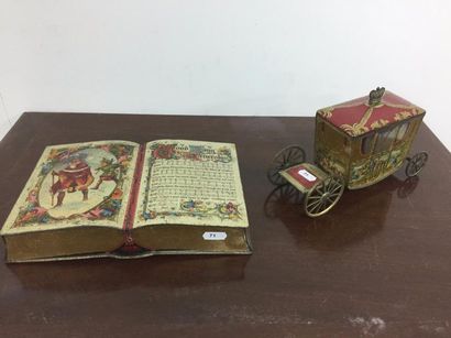 null Deux boites à biscuits W.R. JACOB et HUNTLEY et PALMERS en forme de carrosse...