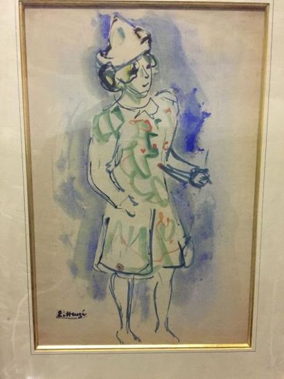 Edmond HEUZE(1884-1967) LE CLOWN BLANC
Dessin à l'aquarelle signé du tampon de l...