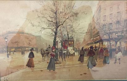 Eugène GALIEN-LALOUE (1854-1941) Les grands boulevards, Paris
Lithographie en couleur...