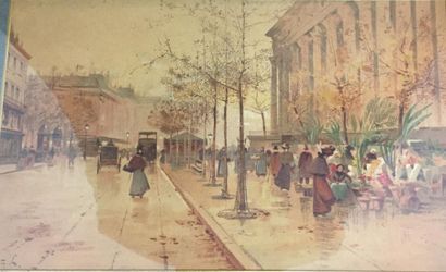 Eugène GALIEN-LALOUE (1854-1941) Marché aux fleurs de la Madeleine
Lithographie en...