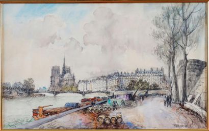 FRANK WILL (1900-1951) Paris les quais
Aquarelle signée en bas à droite
38x61cm