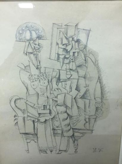 Max WEBER (1881-1961) Couple cubiste
Mine de plomb sur papier, monogrammée en bas...