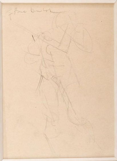 Gustave MIKLOS (1888-1967) Etude d'homme cubisant, avec un deuxième dessin au recto...