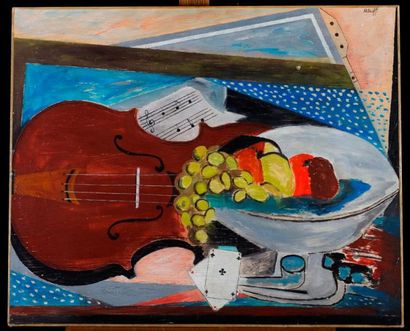 PETROFF Composition au violon Huile sur panneau, signée en haut à droite
60x73cm