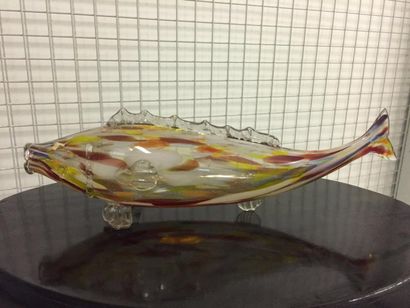 MURANO 
Important poisson en verre à décor polychrome