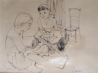 JEAN JANSEM (1920-2013) 
Enfant
Dessin à l'encre de chine signé en bas à droite ...