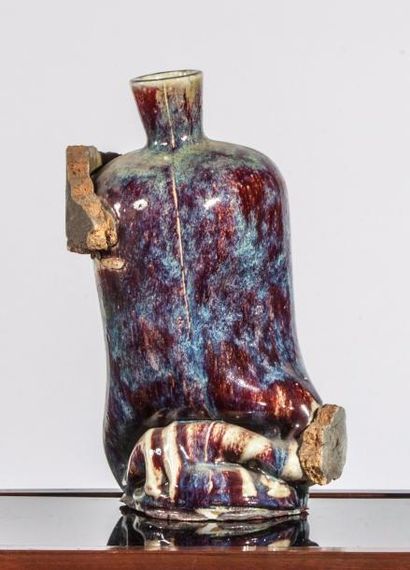 Pierre-Adrien DALPAYRAT (1844-1910) attribué à 
Vase d'épreuve avec accident de cuisson.
Grès...