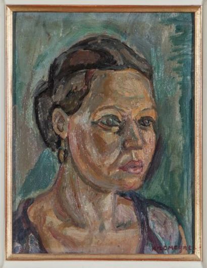 Pinchus KREMEGNE (1890-1981) 
PORTRAIT DE FEMME Huile sur toile, signée en bas à...