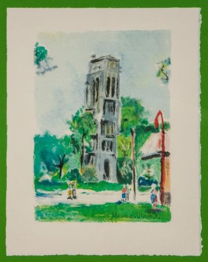 Maurice UTRILLO (1883-1955) 
LA TOUR SAINT JACQUES Lithographie, signée en bas à...