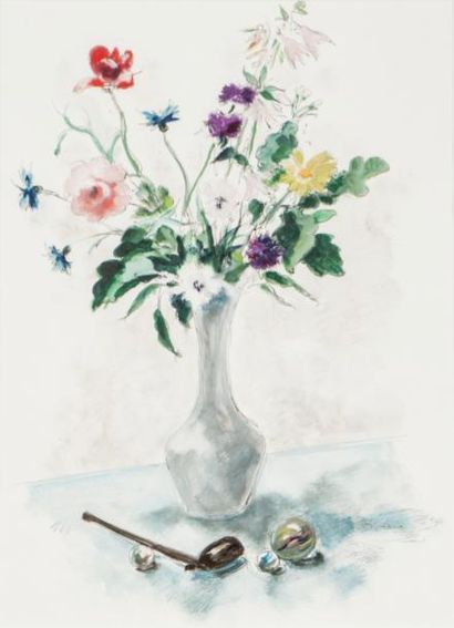 André DIGNIMONT (1891-1965) 
BOUQUET DE FLEURS Encre et aquarelle, signé en bas à...