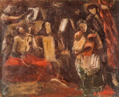 Amédée de LA PATELLIERE (1890-1932) 
LA MUSIQUE DE CHAMBRE, 1930
Huile sur toile,...