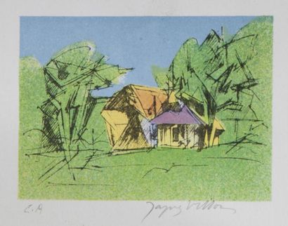 Jacques VILLON (1875-1963) 
LA MAISON JAUNE Lithographie en couleurs sur papier,...