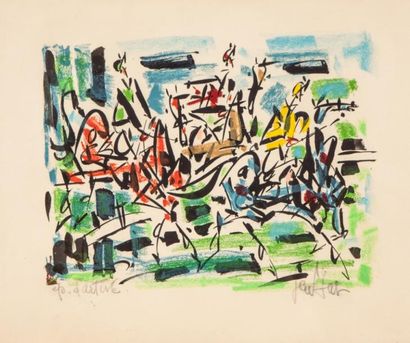 GEN PAUL (1895-1975) 
LES COURSES Lithographie en couleurs sur papier, signée en...
