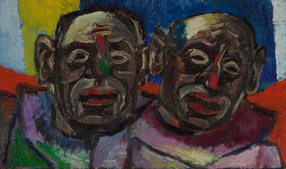 Isaac PAILES (1895-1978) Les deux clowns
Huile sur toile, signée à gauche
Contresignée...