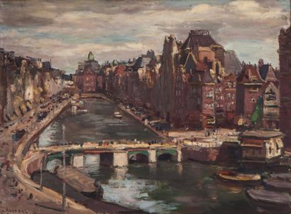 Paul HANNAUX (1897-1954) Vue d'Amsterdam, 1934
Huile sur toile, signée et datée en...