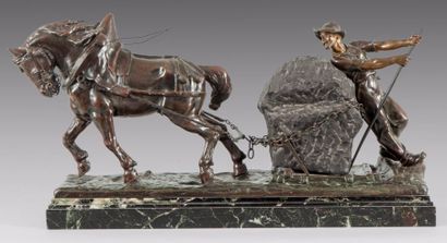 EDOUARD DROUOT (1859-1945) Le tailleur de pierre
Sculpture, épreuve ancienne en bronze...
