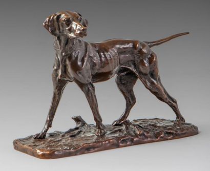 Pierre Jules MENE (1810-1879) L'épagneul ou chien Braque
Sculpture, épreuve en bronze...