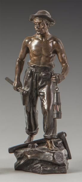 Emile Joseph CARLIER (1849-1927) Le mineur
Sculpture, épreuve en bronze à patine...