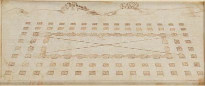 ÉCOLE ITALIENNE de la fin du XVIe siècle Plan d'un amphiprostyle tétrastyle dans...