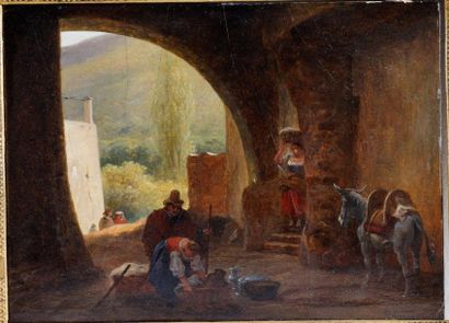 Guillaume RONMY (1786-1854) Vue d'Italie
Huile sur toile, 18.7x32cm