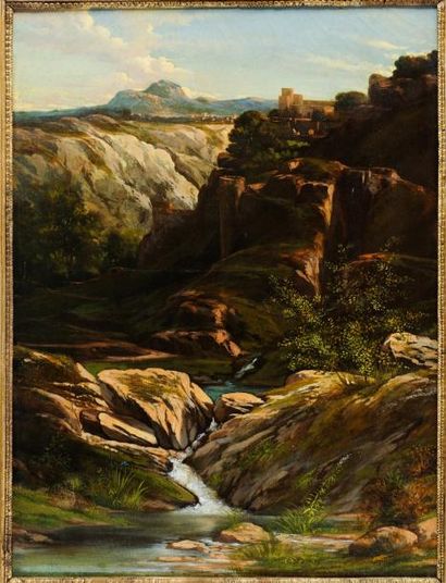 Attribué à Ernest BUTTURA (1841-1920) Le torrent
Huile sur toile, 80x60cm