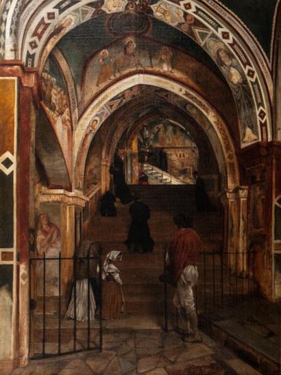 Alphonse de BOISRICHEUX ( ?-1852) Interieur de l'Eglise du Couvent de san Benedetto...