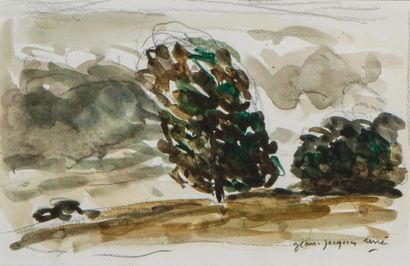 Jean- Jacques RENE (Né en 1943) Paysage du pays de Caux
Aquarelle signée en bas à...