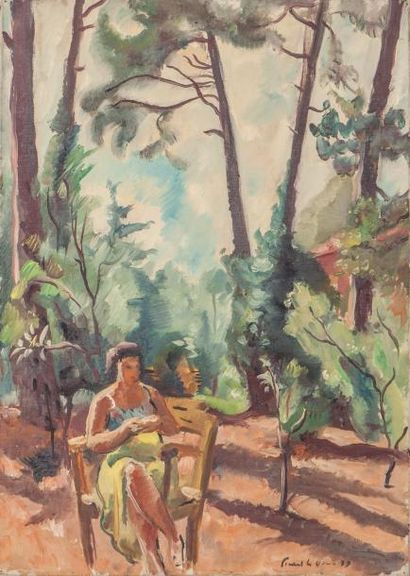 JEAN PICART LEDOUX (1902-1982) Femme au hamac huile sur toile, signée et datée 1...
