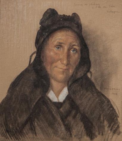 Emmanuel FOUGERAT (1869-1958) Portrait d'une femme de pêcheur huile sur toile, s...